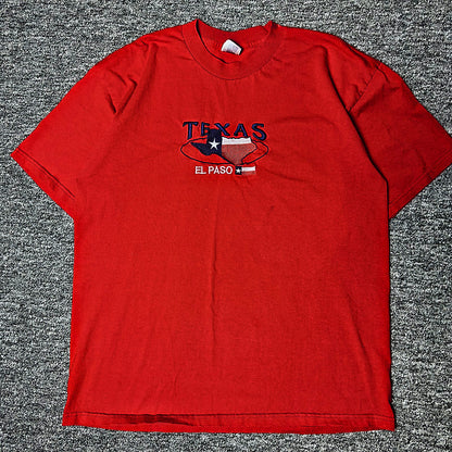 Vintage TND Texas El Paso Embroidered Tee Mens XL Red