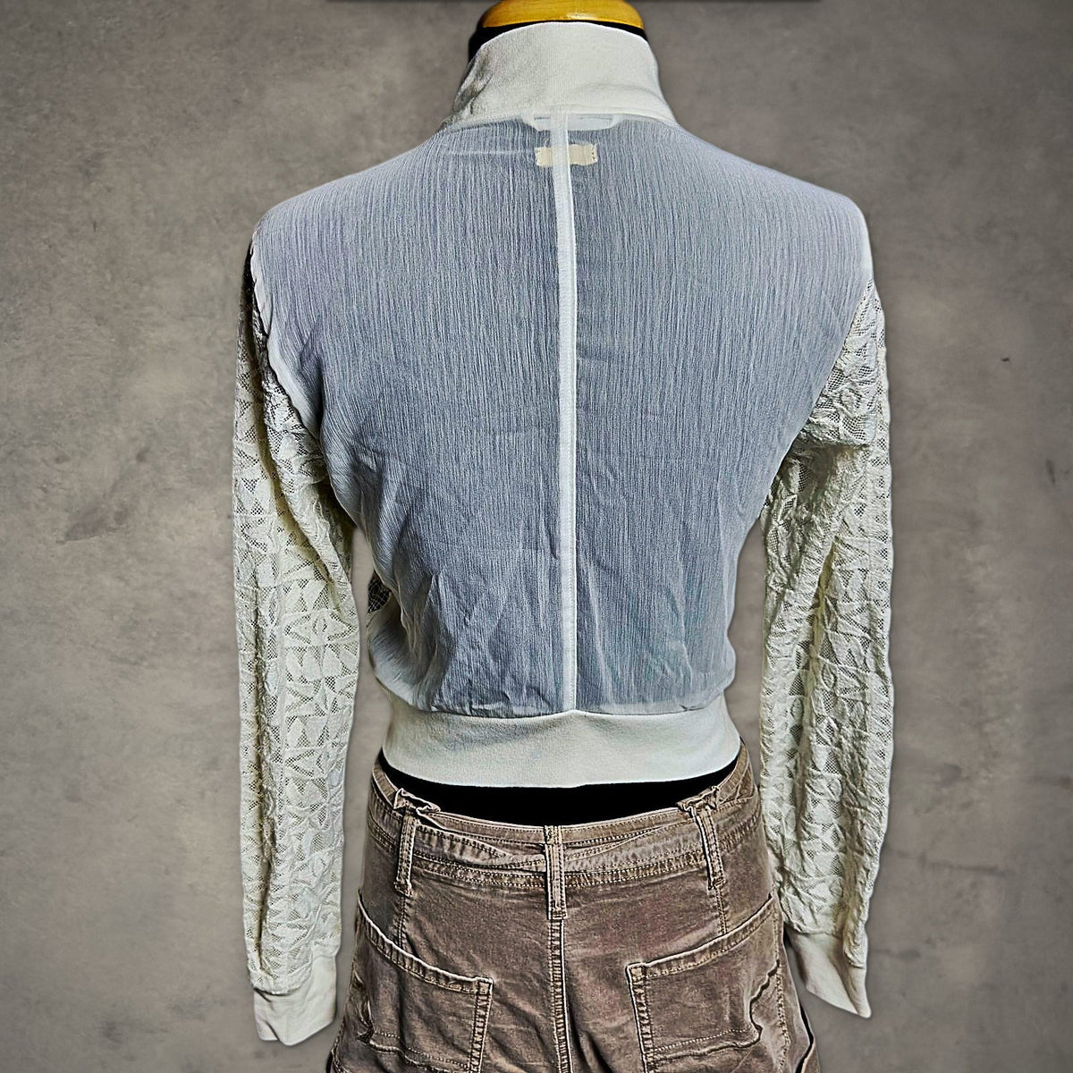 Hollister Lace Bomber Jacket Womens S Cream Cropped Boho