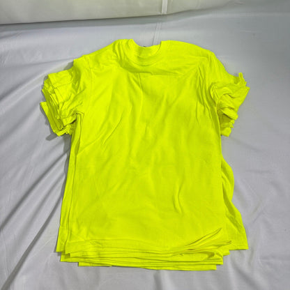 Lot of 13 Gildan Mens S Neon Yellow Heavy Cotton T-Shirts