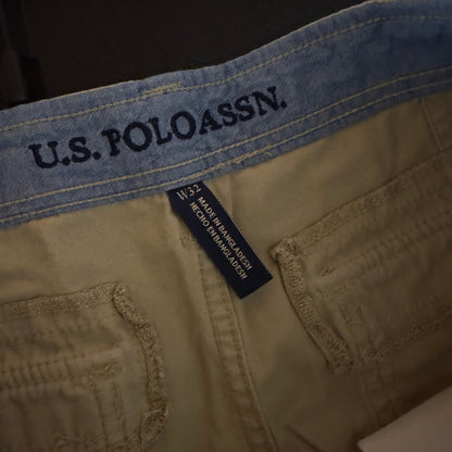 US Polo Assn Cargo Shorts Mens 32 Tan Khaki Baggy Gorpcore