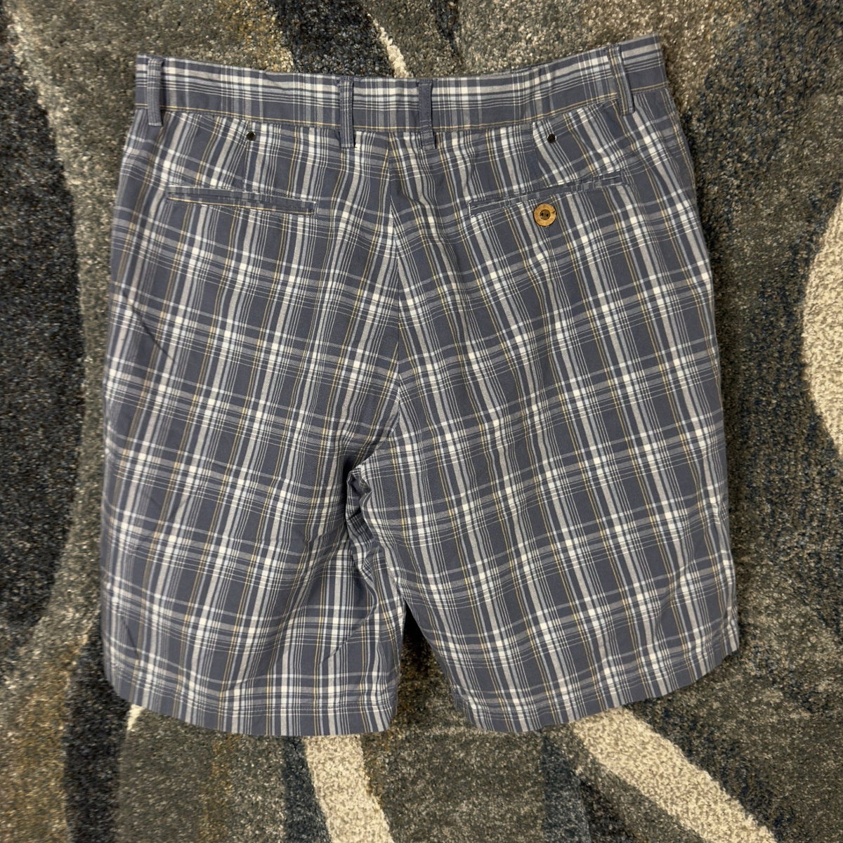 Rock & Republic Plaid Shorts Mens 34 Blue Grey Baggy Preppy