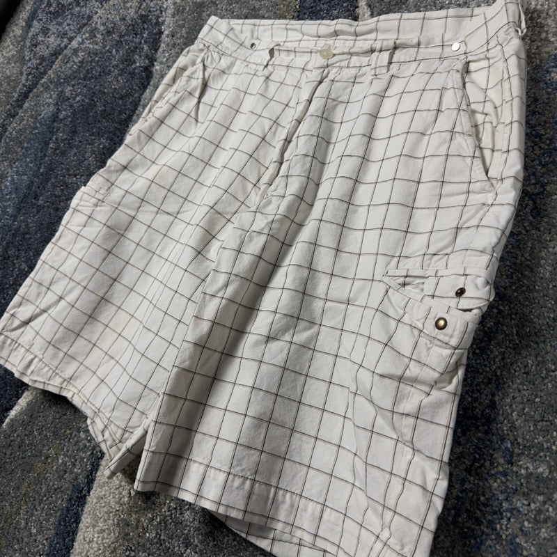 Vintage Callaway Golf Shorts Mens 33 Cream Plaid Windowpane