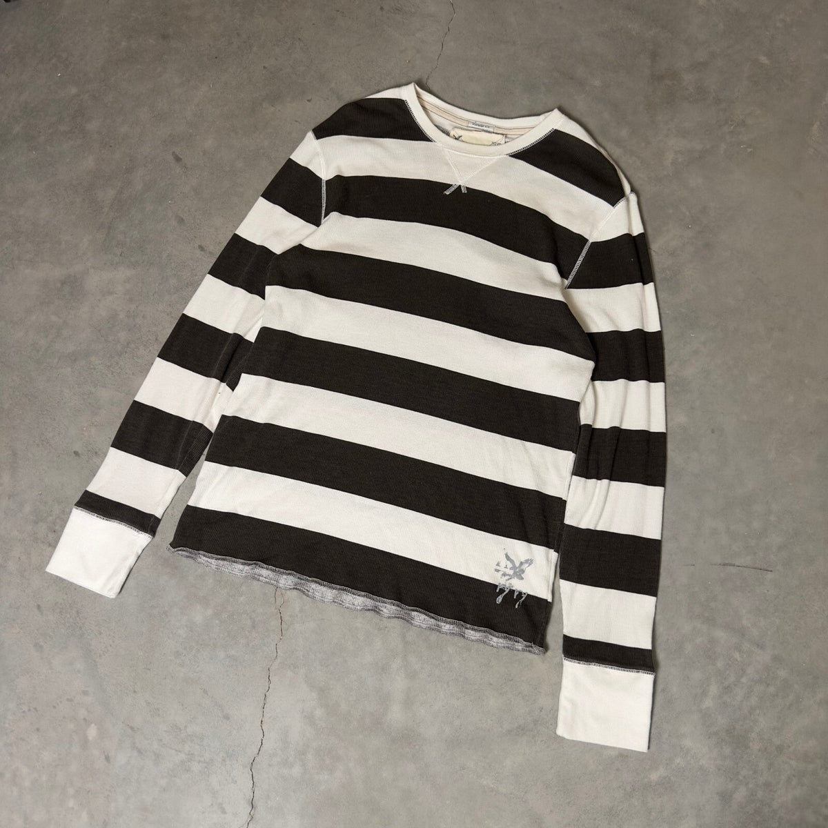 Vintage American Eagle Waffle Thermal Mens XL Brown Striped
