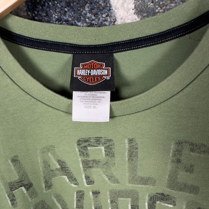 Harley-Davidson V-Twin T-Shirt Mens XL Olive Viking Land MN