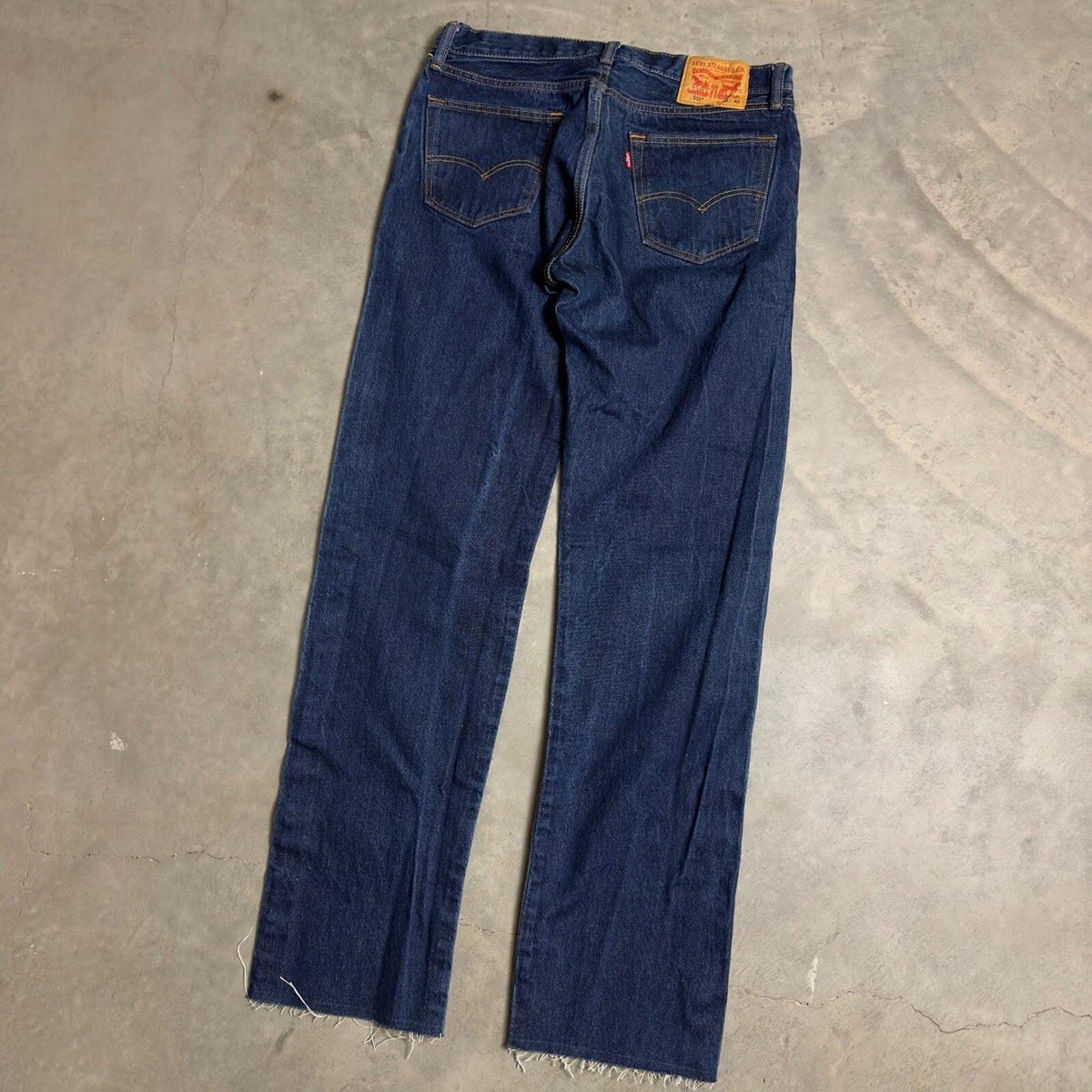 Levi's 501 Original Fit Jeans Mens 36x31 Indigo Blue Raw Hem Baggy Streetwear