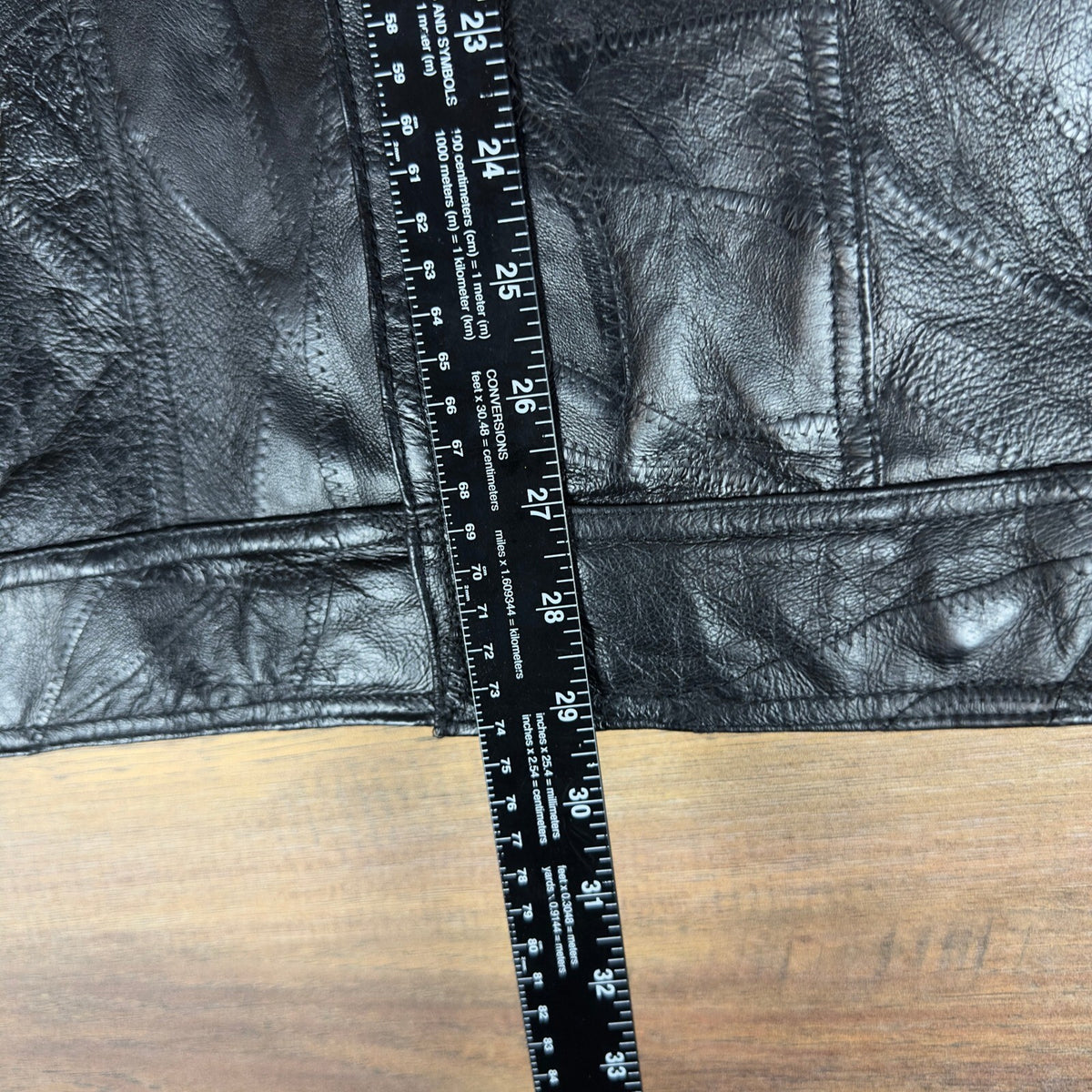 Cellini Leather Collection Mens XXL Black Patchwork Crazy Stitch Trucker Jacket