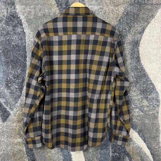 Rugged Wear Buffalo Plaid Flannel Shirt Mens L Olive Grey