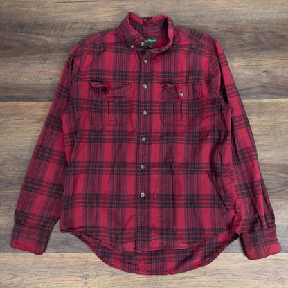 Eddie Bauer Plaid Button Up Shirt Mens M Red Black Workwear