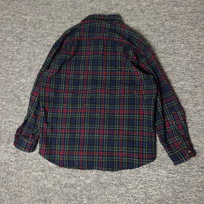 Pendleton Wool Flannel Shirt Mens L Navy Tartan Plaid Preppy