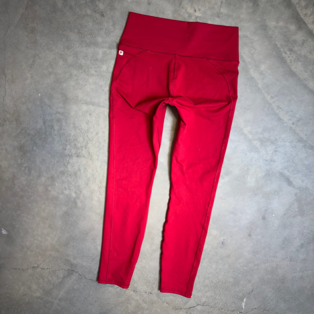 Fabletics High Waist Leggings Womens Red Athletic Pockets