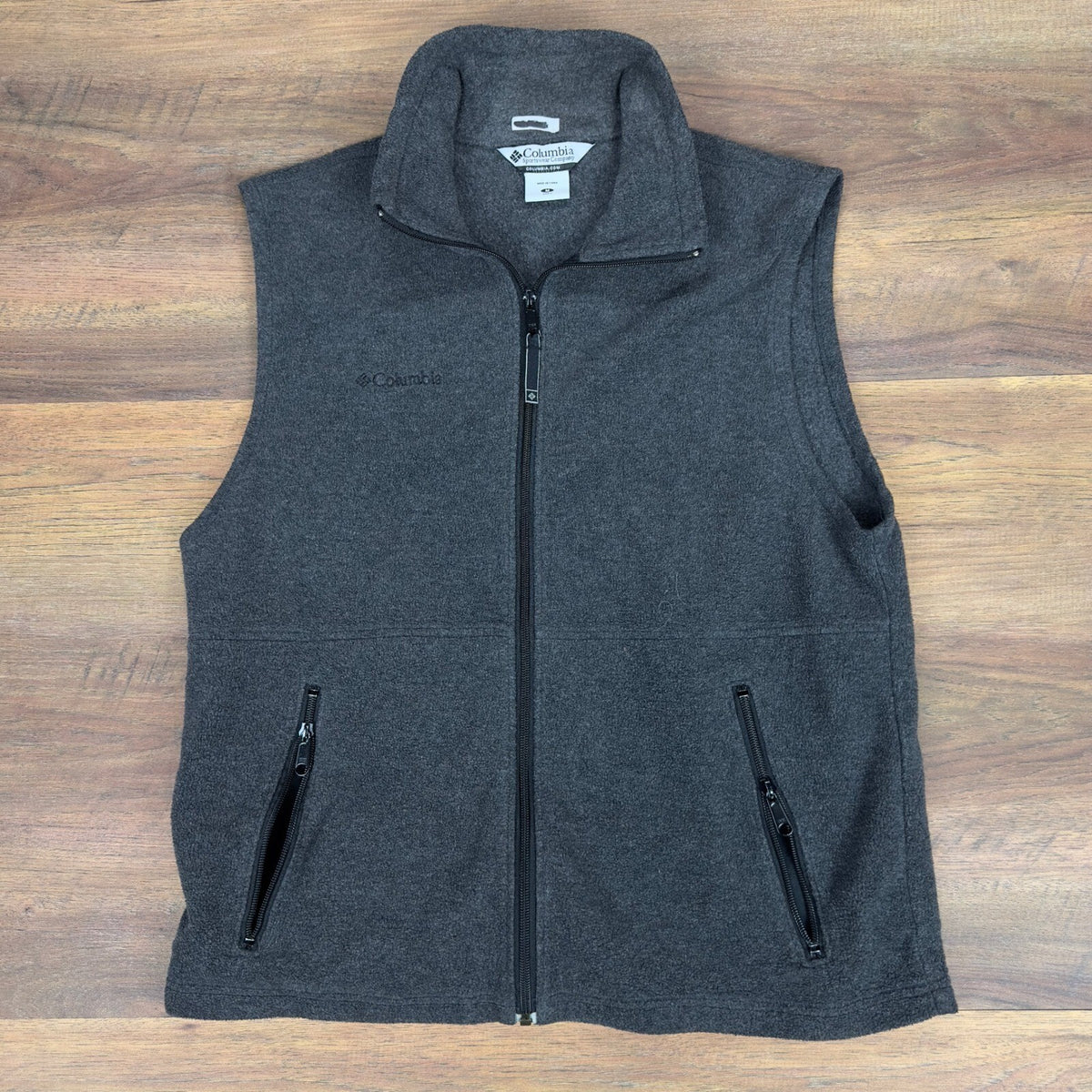 Columbia Mens Fleece Vest Charcoal Gray Full Zip Medium