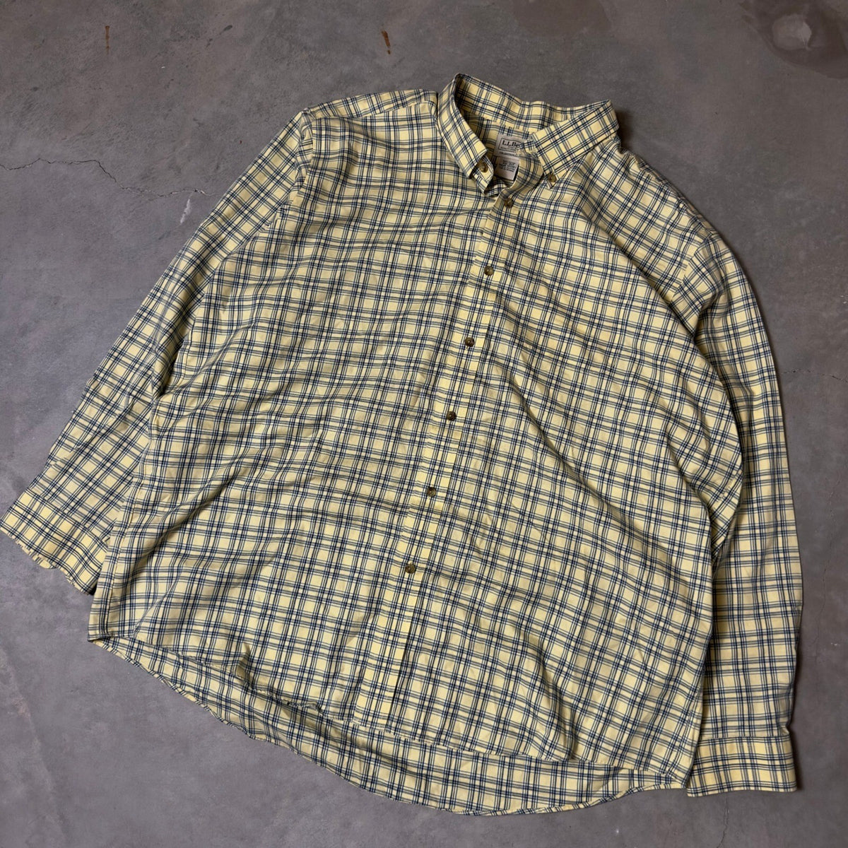 L.L. Bean Plaid Button Down Shirt Mens XXL Yellow Traditional Fit Heritage