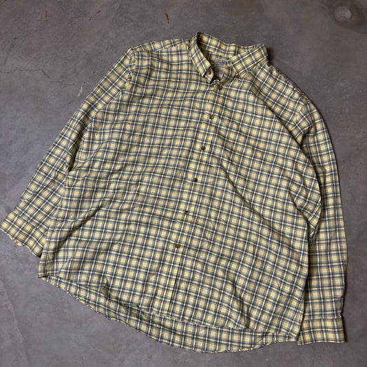 L.L. Bean Plaid Button Down Shirt Mens XXL Yellow Traditional Fit Heritage