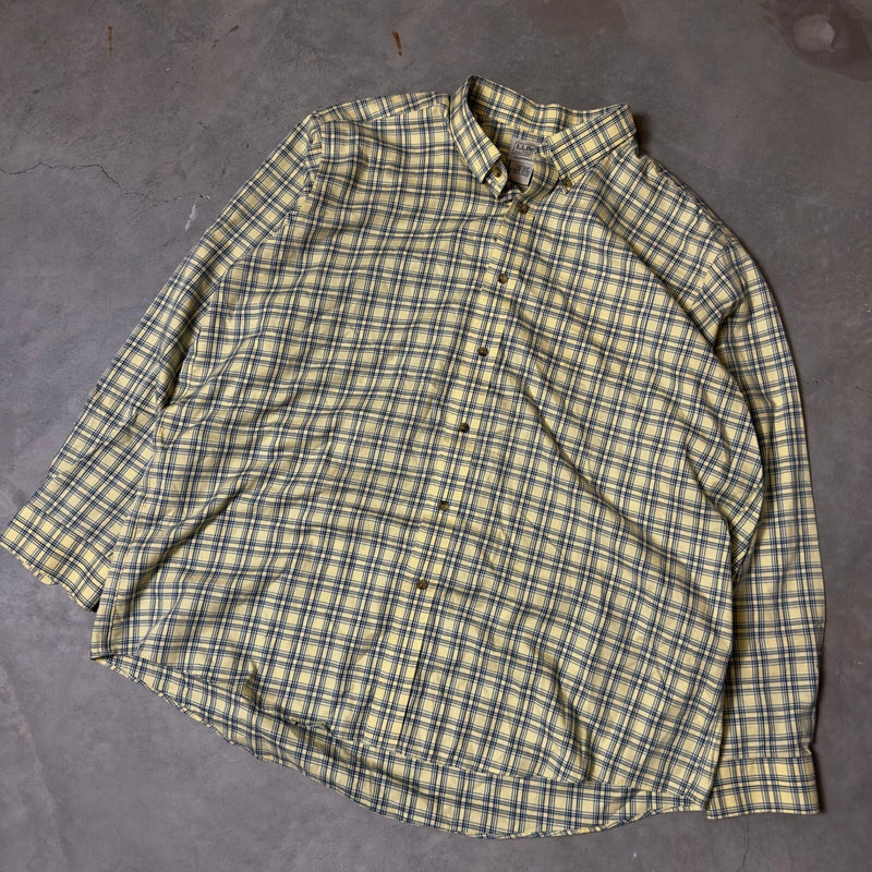 L.L. Bean Plaid Button Down Shirt Mens XXL Yellow Heritage