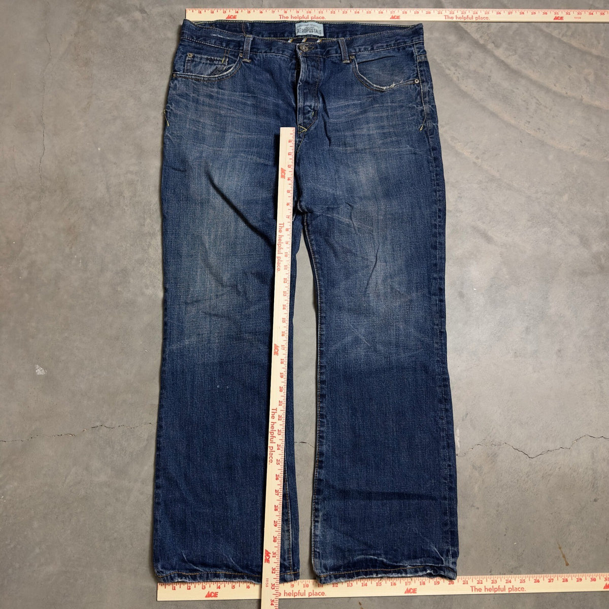 Vintage Aeropostale Slim Bootcut Jeans Mens 36x32 Blue Baggy Streetwear 2010s