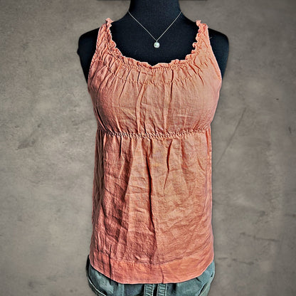 Gap Ruffle Neck Tank Top Womens S Coral Boho Summer