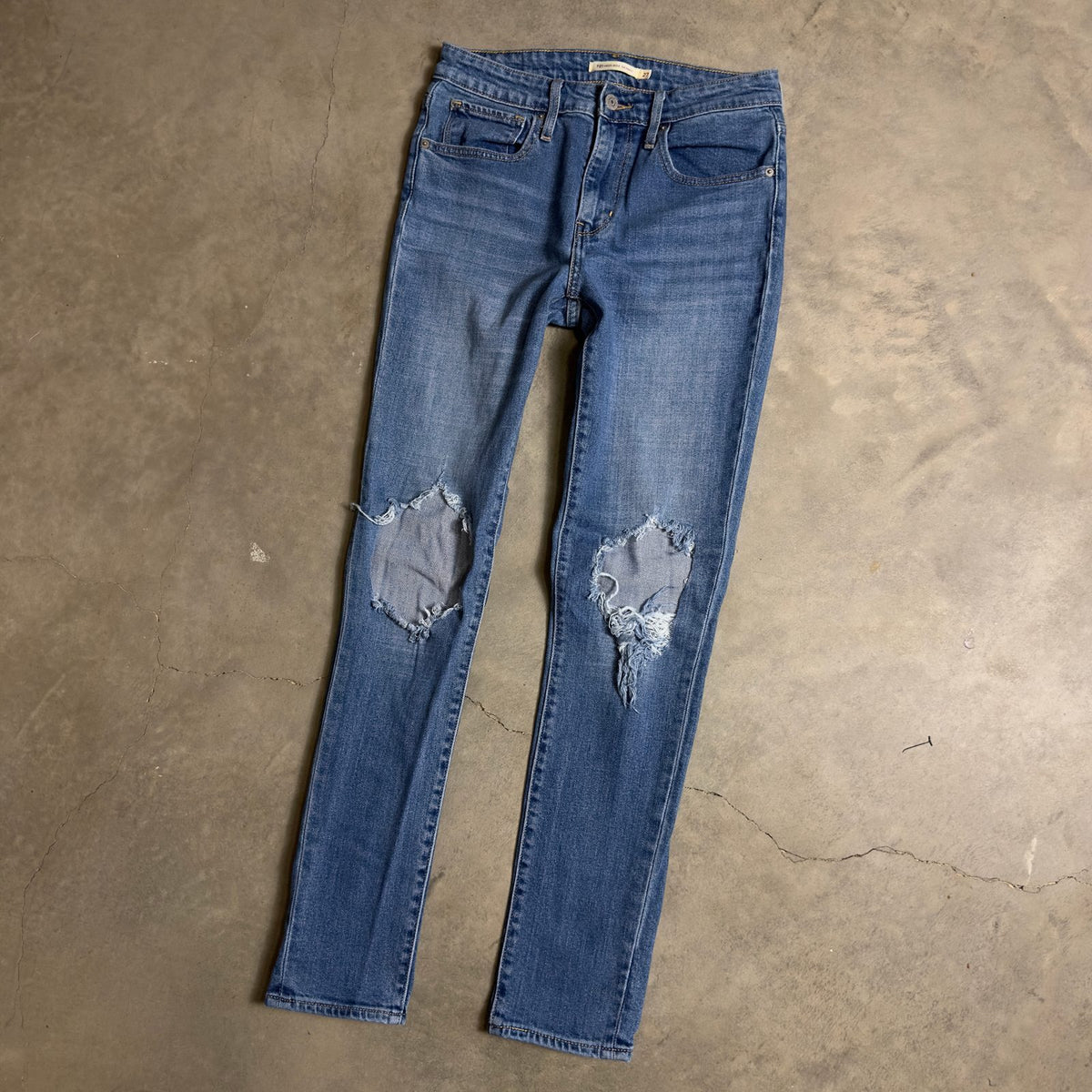 Levi's 721 High Rise Skinny Jeans Womens 27x30 Distressed