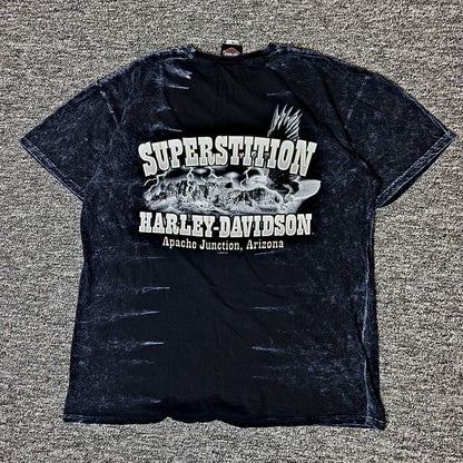 Harley Davidson Superstition Tee Mens XL Black Acid Wash