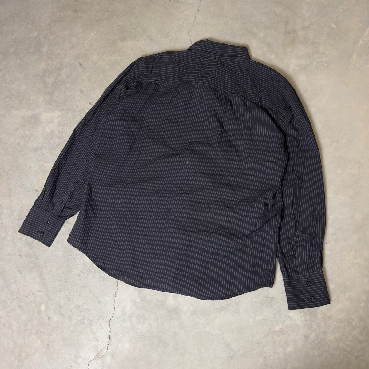 Y2K Machine Pinstripe Graphic Button Down Shirt Men XL Black