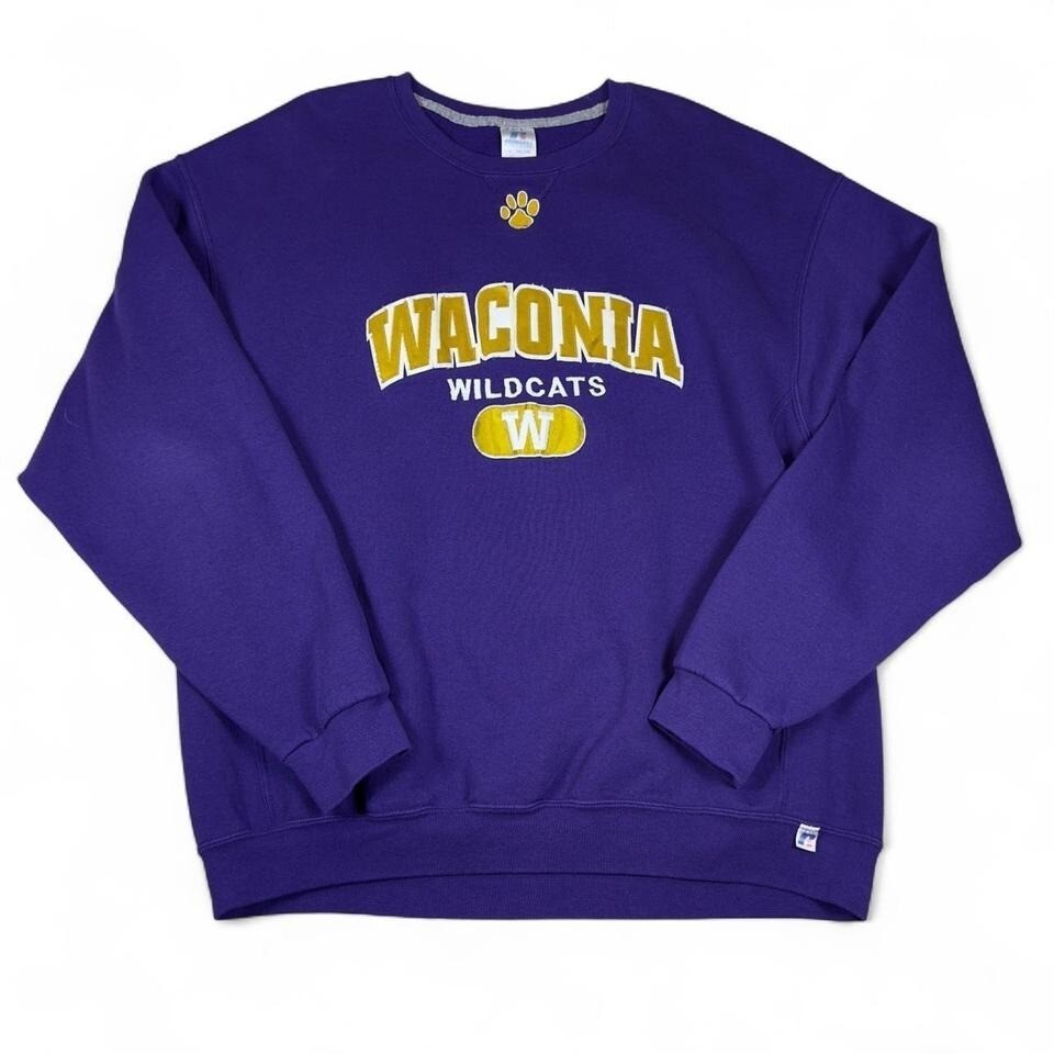 Vintage Russell Athletic Waconia Wildcats Crewneck XL Purple