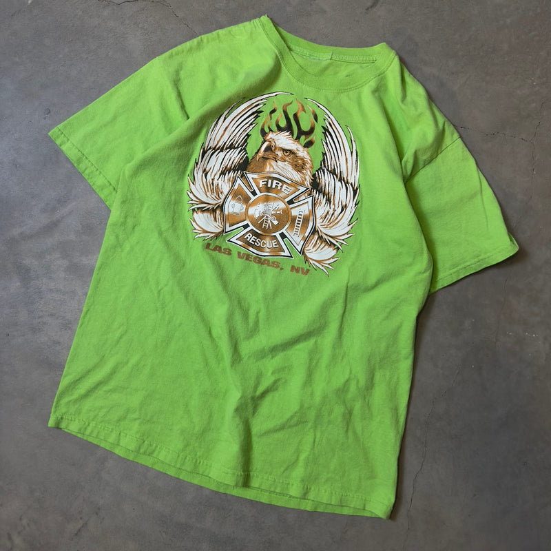 Fire Rescue Las Vegas NV Eagle Graphic Tee Mens Green