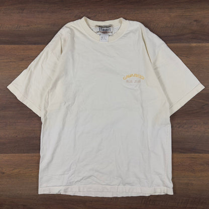 Vintage Z Cavaricci Cream Embroidered T-Shirt Mens S 90s USA