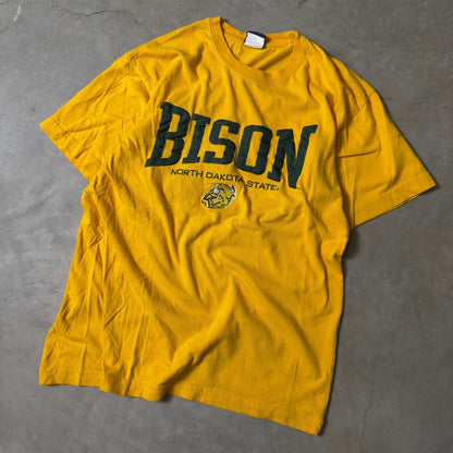 Old Varsity Brand NDSU Bison T-Shirt Mens Large Yellow