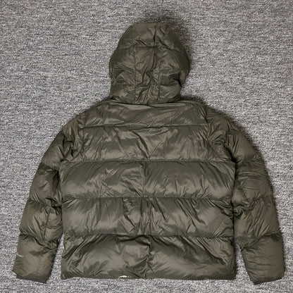 Eddie Bauer Puffer Jacket Womens XL Olive Sherpa Hood