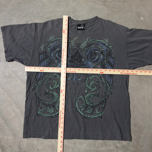 Y2K Hybrid Tees Skull Rose Graphic Tee Mens XL Streetwear