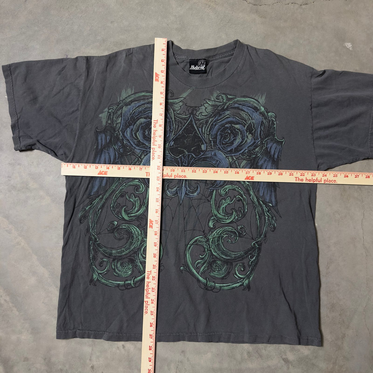 Y2K Hybrid Tees Skull Rose Graphic Tee Mens XL Streetwear