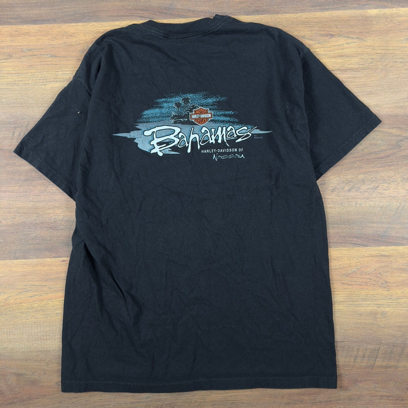 Vintage Harley-Davidson T-Shirt Mens L Black Nassau Bahamas
