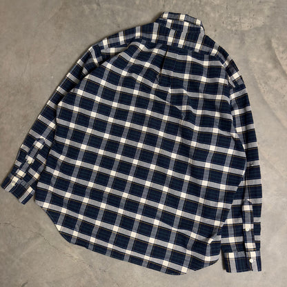 Ralph Lauren Big Shirt Mens L Navy Plaid Cotton