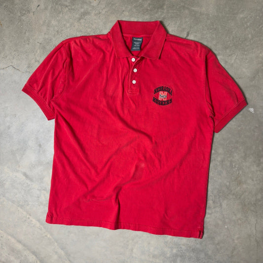 Y2K Pro Edge Nebraska Huskers Polo Shirt Mens Large Red Vintage College Football
