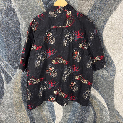Vintage Bluff Creek Motorcycle Flame Shirt Mens XXL Black