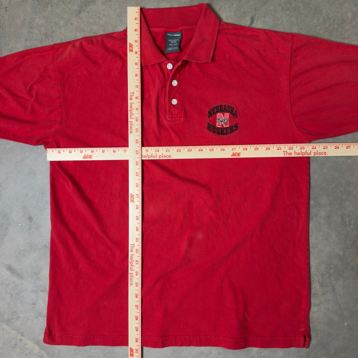 Y2K Pro Edge Nebraska Huskers Polo Shirt Mens Large Red Vintage College Football