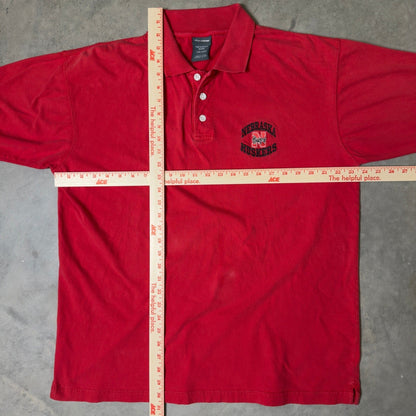 Y2K Pro Edge Nebraska Huskers Polo Shirt Mens Large Red Vintage College Football