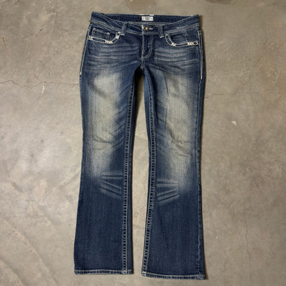 Daytrip Virgo Boot Jeans Womens 31R Dark Wash Bling Western