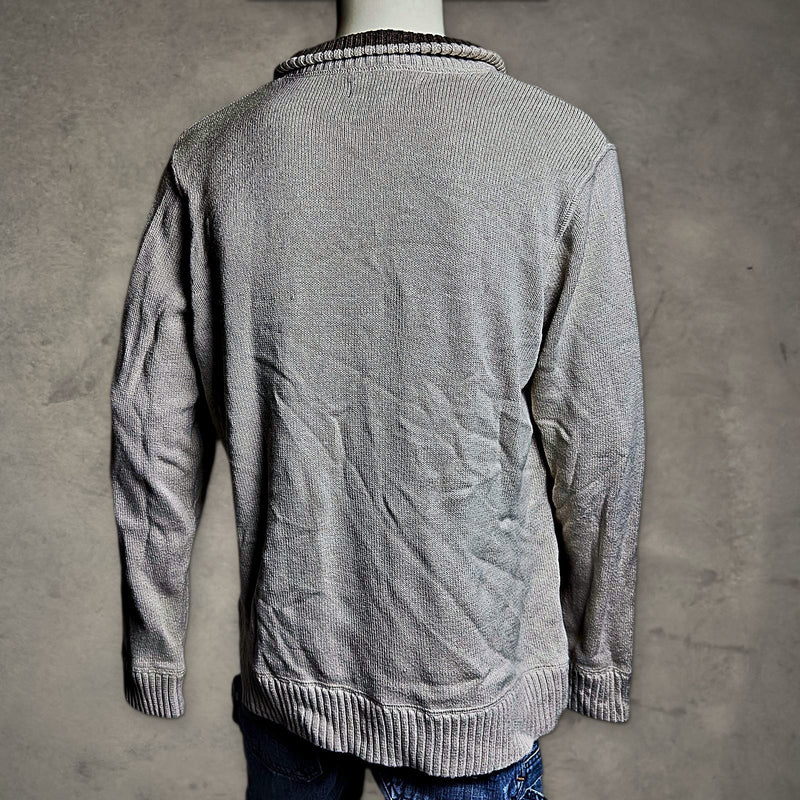 Eddie Bauer 1/4 Zip Knit Sweater Mens TXL Oatmeal Gray