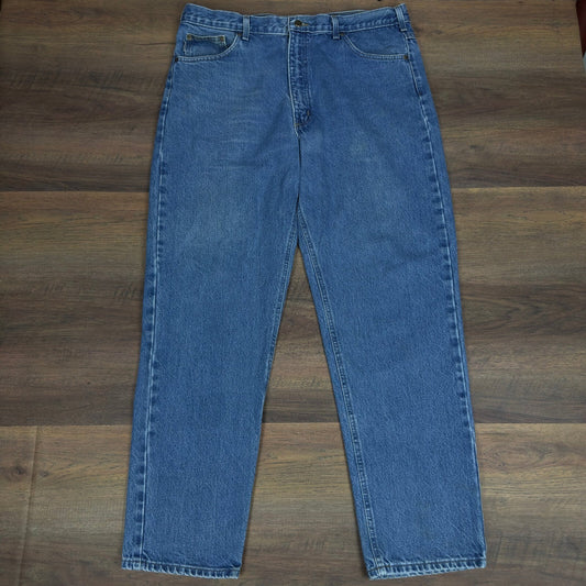 Carhartt Mens Relaxed Fit Blue Jeans Medium Wash 37x31