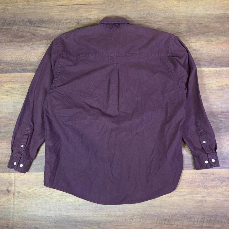 Eddie Bauer Purple Button-Up Work Shirt Men's Large