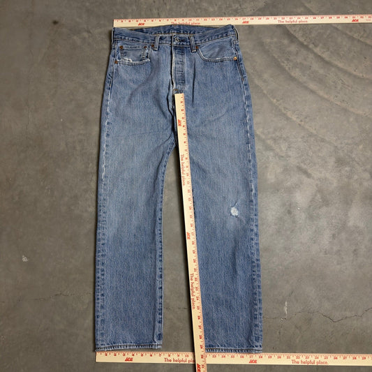 Levi's 501 Original Fit Jeans Mens 32x30 Light Blue Baggy Streetwear Denim
