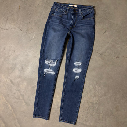 Levi's 721 Skinny Ankle Jeans Womens 26 Blue Distressed