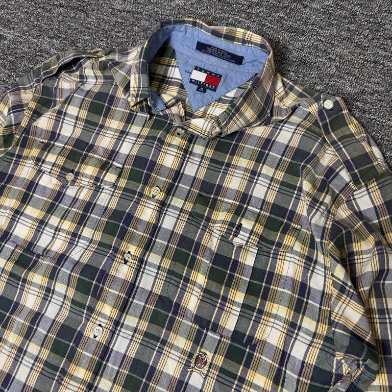 Tommy Hilfiger Plaid Shirt Mens M Green Western Workwear