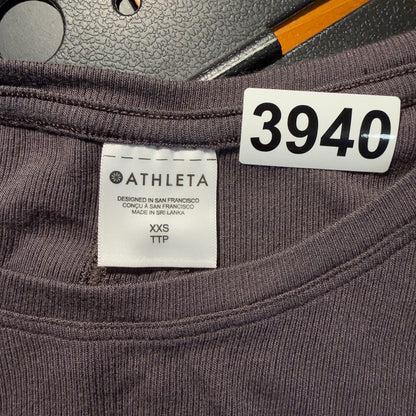 Athleta Ribbed Back Cutout Tank Top Womens XXS Gray Casual