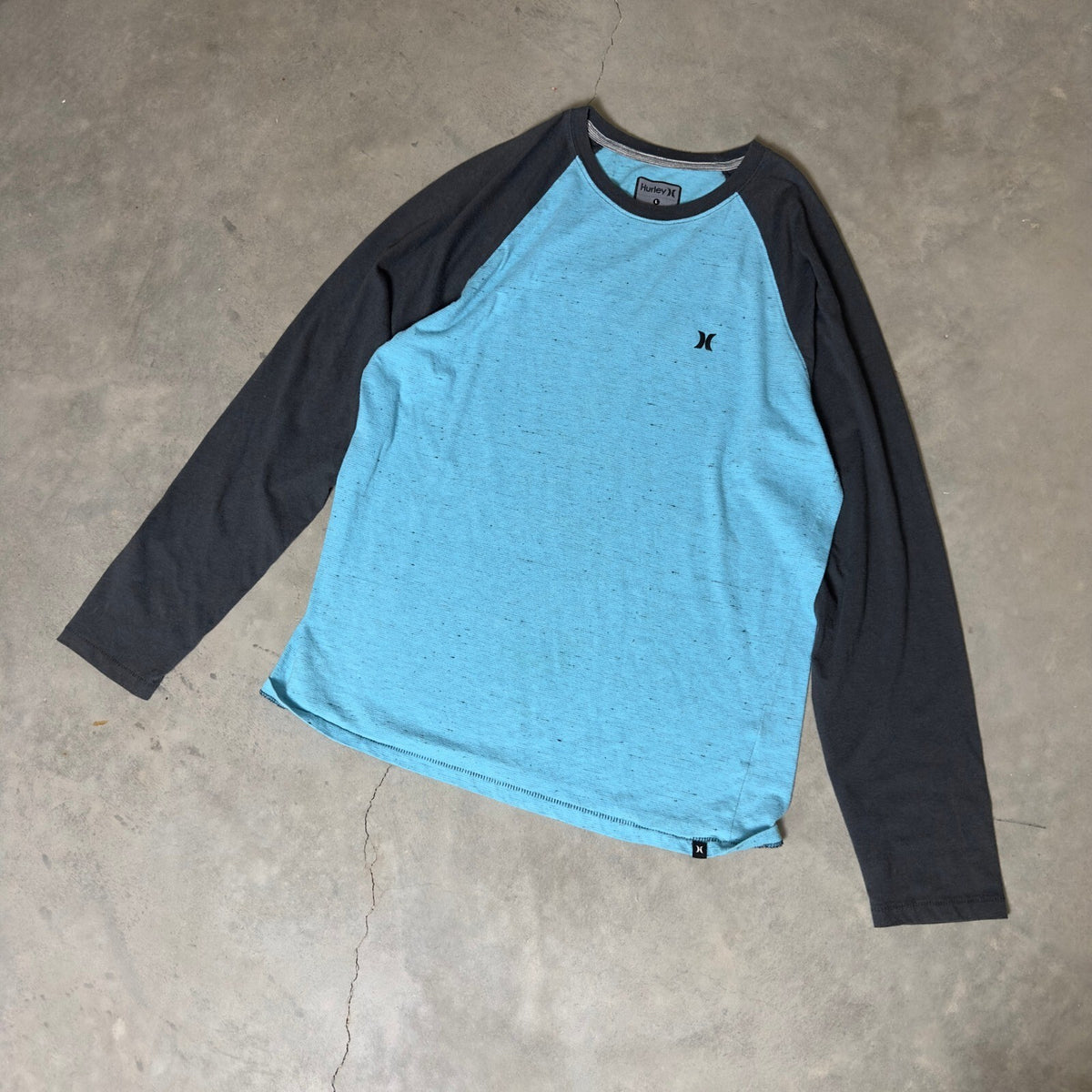 Hurley Raglan Long Sleeve Shirt Mens L Blue Grey Heathered