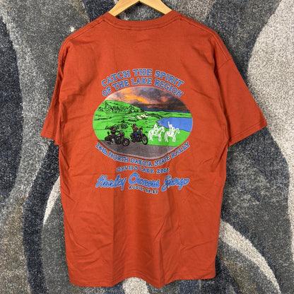 Vintage 2006 HOG North Dakota State Rally Tee Mens L Orange