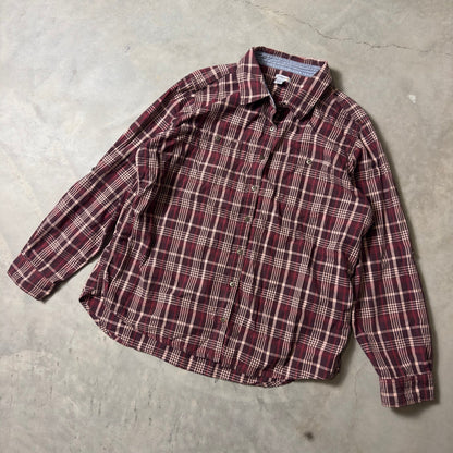 Carhartt Plaid Button Down Shirt Womens XL Burgundy