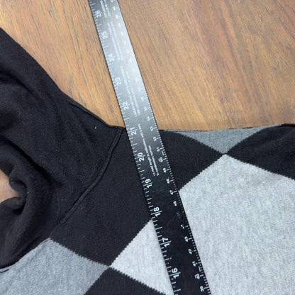 Y2K Express Argyle V-Neck Sweater Mens M Black Grey Knit
