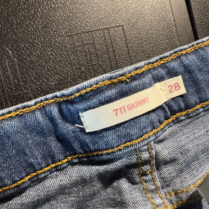 Levi's 711 Skinny Jeans Womens 28 Blue Ripped Knee Grunge