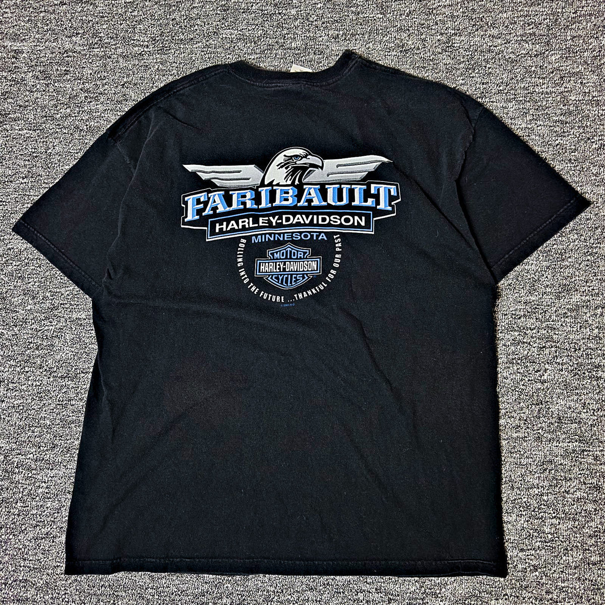 Vintage Harley Davidson Faribault MN Tee Mens 2XL Black